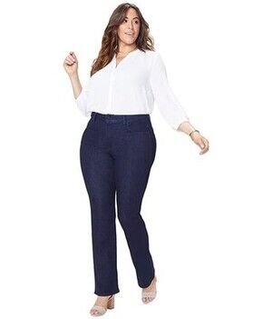 NYDJ Plus Size Barbara Bootcut Jeans Women's 16W Rinse 5 Pockets Zip/Button